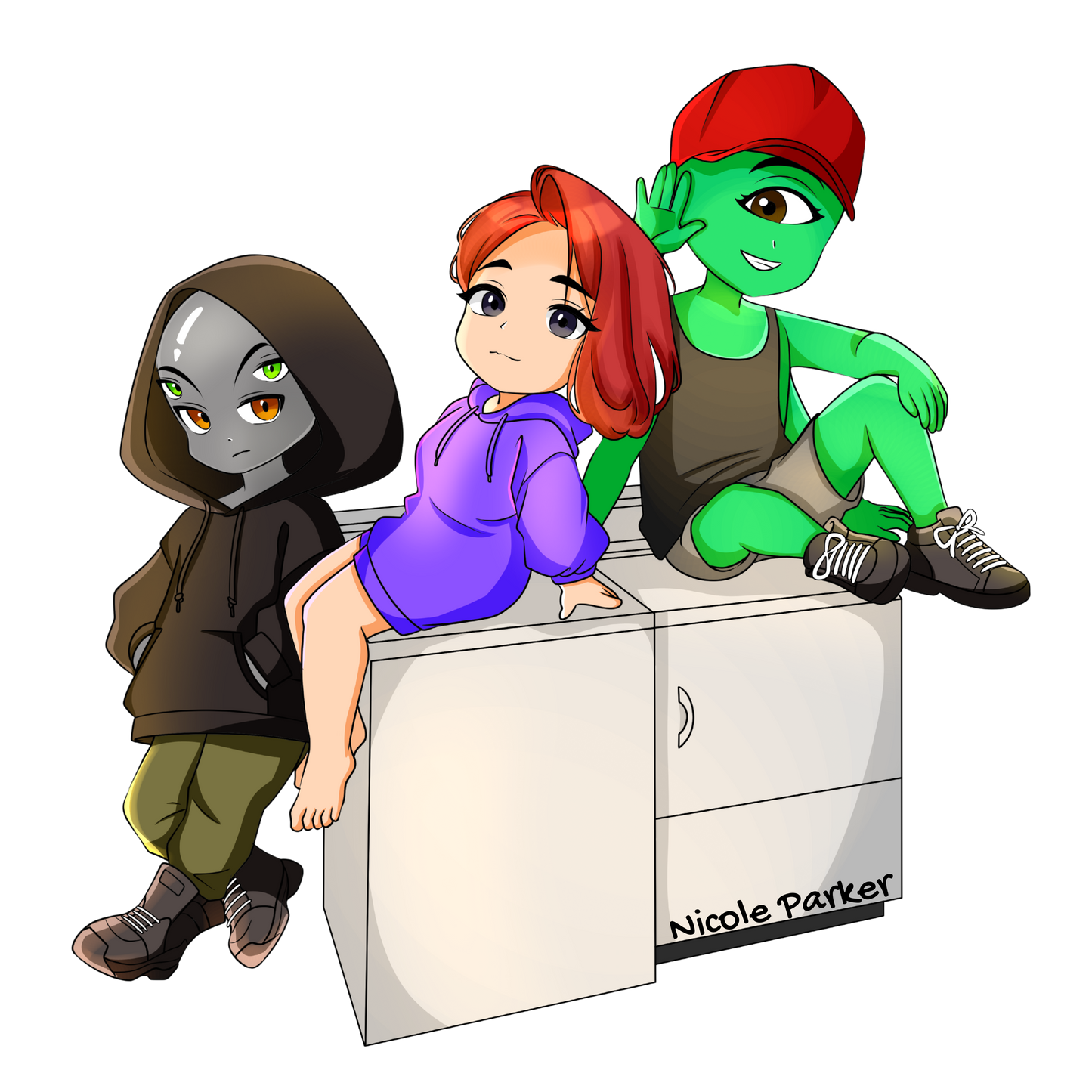 Kaylee, Bria, and Qzell Sticker