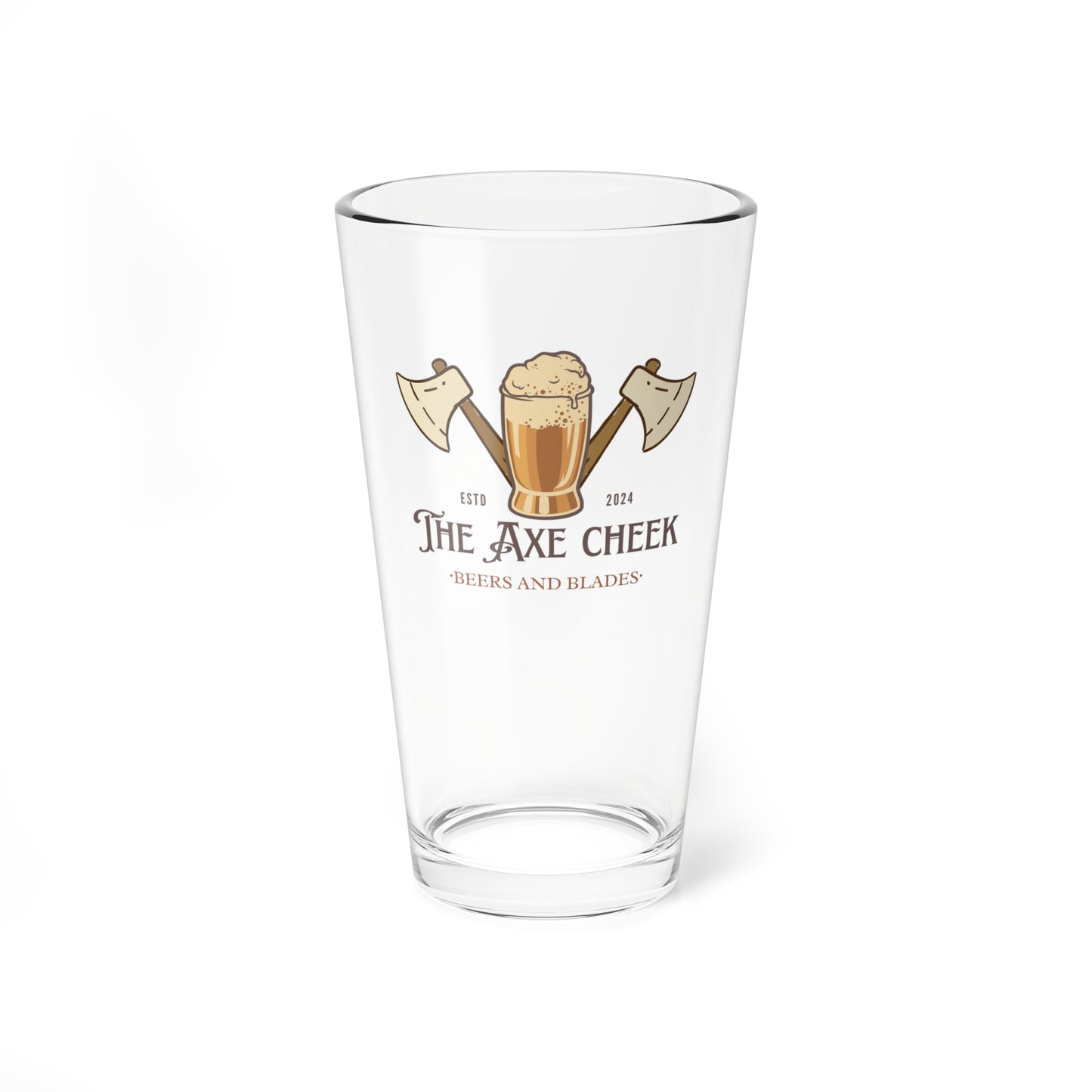 The Axe Cheek Pint Glass, 16oz